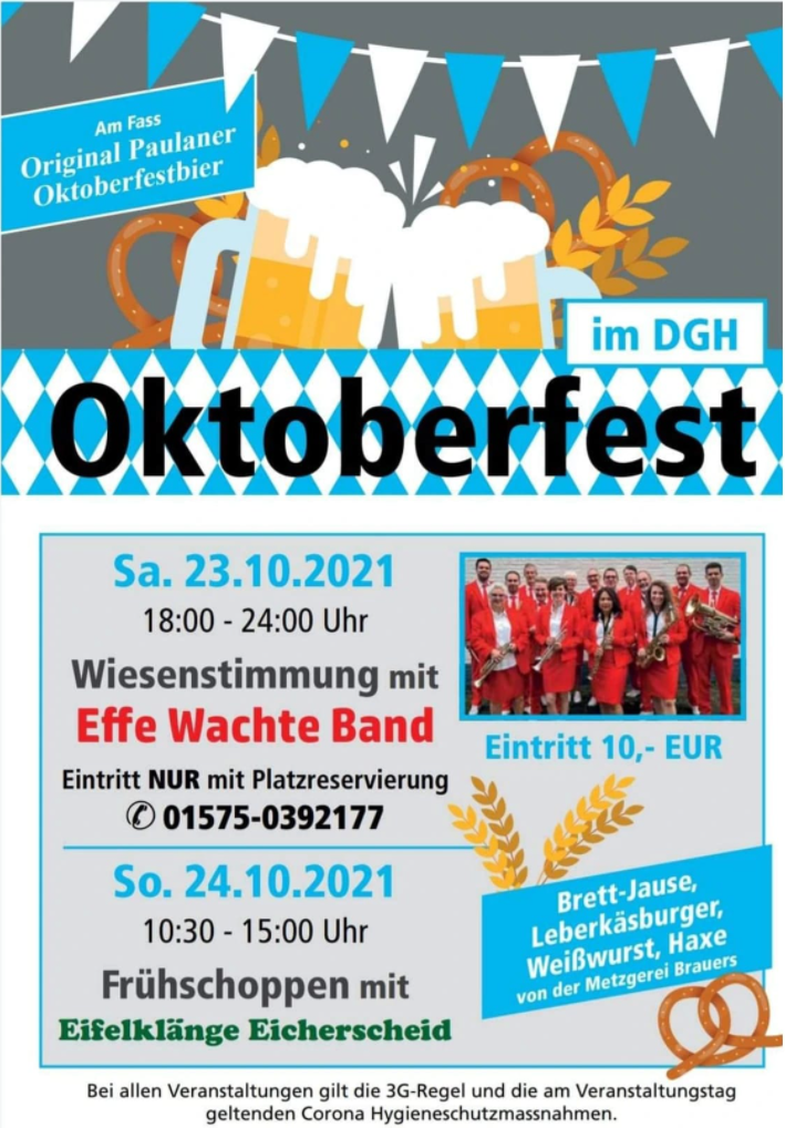 23./24.10.2021 Oktoberfest am Dorfgemeinschaftshaus Kesternich